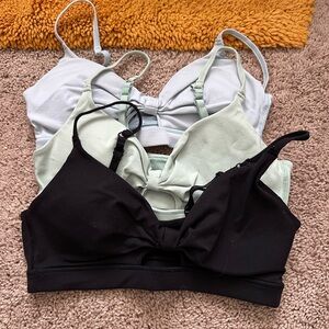 Cotton On Wireless Bralette Set - Black, Sage, Light Blue